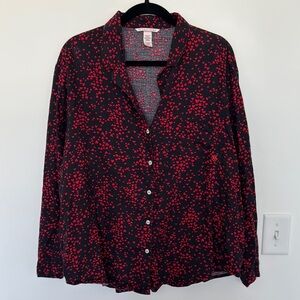 Victoria's Secret Black and Red Hearts Sleep Shirt - Size XXL